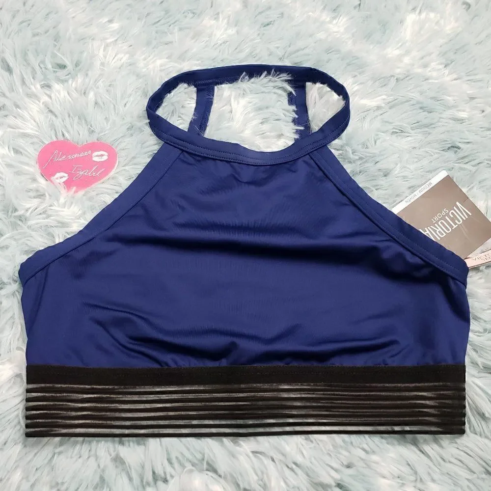 VS Highneck Striped Dark Blue Sport Bralette M